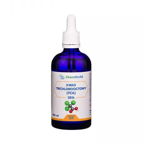 TCA Kwas Trichlorooctowy 35% Roztwór 100 ml Szklana Butelka z Pipetą ChemWorld