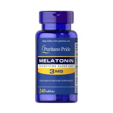 Melatonina 3 mg Poprawa jakości snu Lepszy sen Jet lag (240 tab) Puritan's Pride
