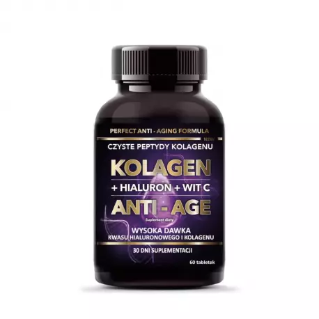 Kolagen ANTI-AGE z Kwasem Hialuronowym i Witaminą C 500 mg (60 tab) INTENSON