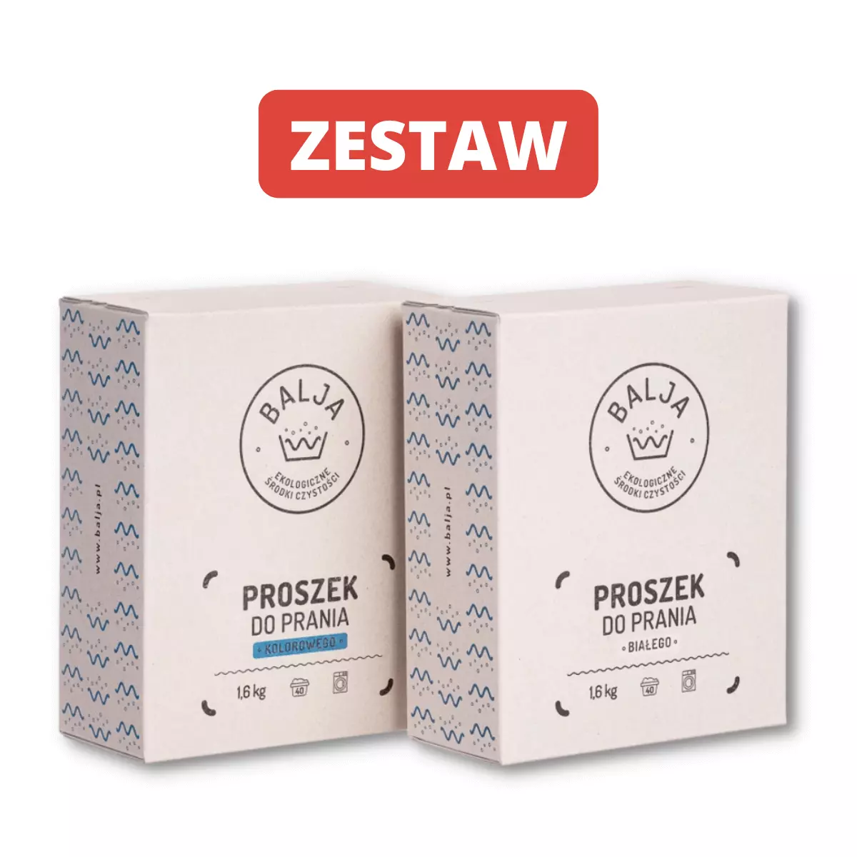 Zestaw proszków do prania Białego 1,6 kg i Kolorowego 1,6 kg Ekologiczne Biodegradowalne BALJA Zestaw proszków do prania Białego 1,6 kg i Kolorowego 1,6 kg Ekologiczne Biodegradowalne BALJA