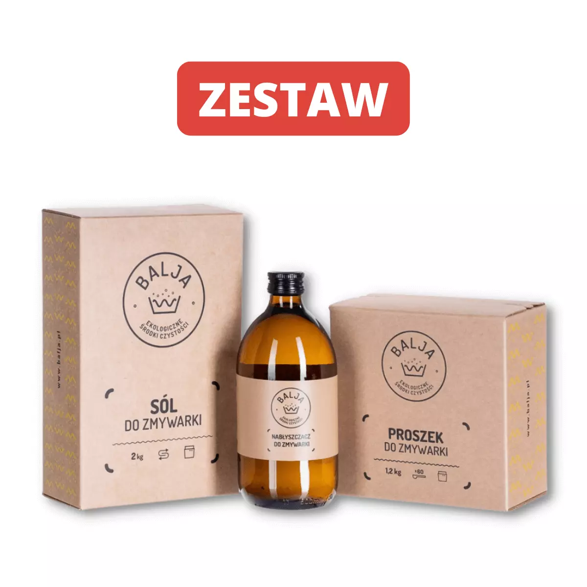Powiększony zestaw do zmywarki Sól 2 kg + Nabłyszczacz 500 ml + Proszek 1,2 kg Ekologiczne Biodegradowalne BALJA Powiększony zestaw do zmywarki Sól 2 kg + Nabłyszczacz 500 ml + Proszek 1,2 kg Ekologiczne Biodegradowalne BALJA