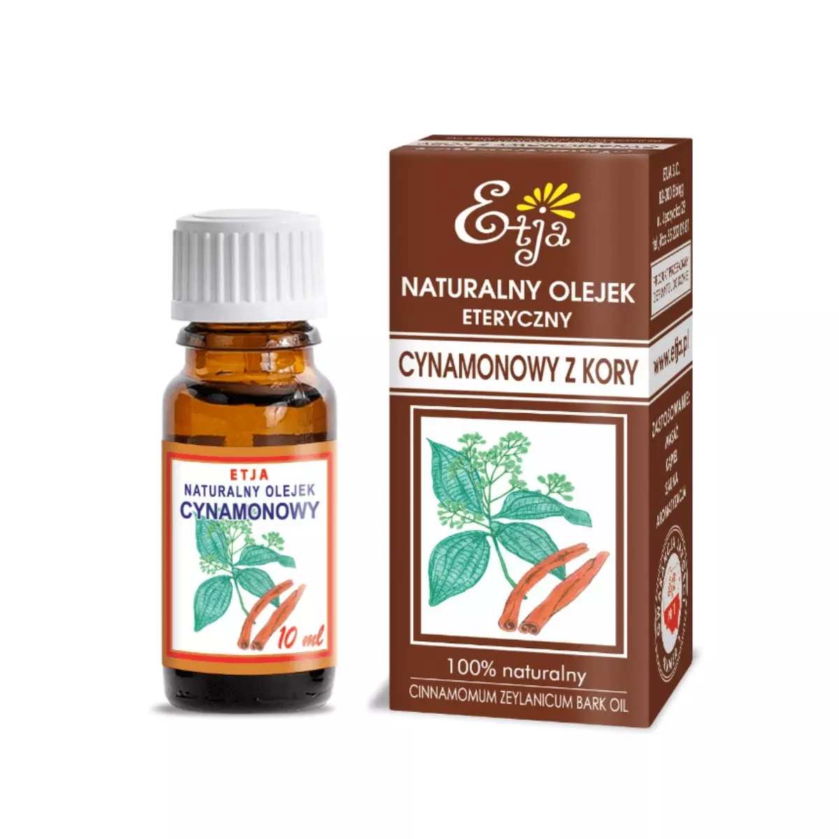 Naturalny Olejek Eteryczny Cynamonowy z Kory 10 ml Etja Naturalny Olejek Eteryczny Cynamonowy z Kory 10 ml Etja