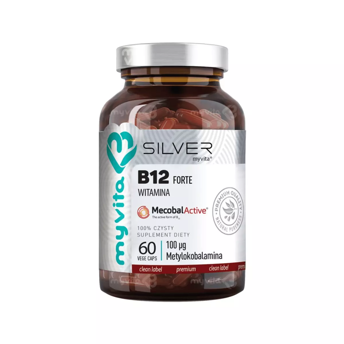 Witamina B12 100 mcg Metylokobalamina (60 kaps) Silver Myvita Witamina B12 100 mcg Metylokobalamina (60 kaps) Silver Myvita