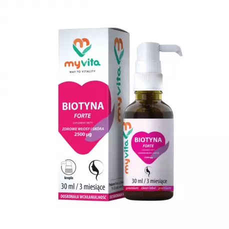 Biotyna Forte 2500 mcg 30 ml w płynie Krople MyVita