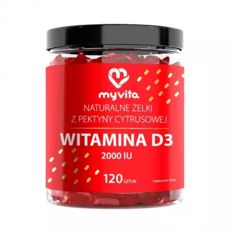 WITAMINA D3 2000 IU Naturalne Żelki z Pektyny Cytrusowej o Smaku Pomarańczowym (120 szt) MyVita