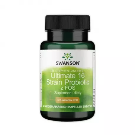 Probiotyk Ultimate 16 Strain Probiotic z FOS Dr. Stephen Langer's 16 Szczepów 3,2 mld CFU (60 kaps) Swanson