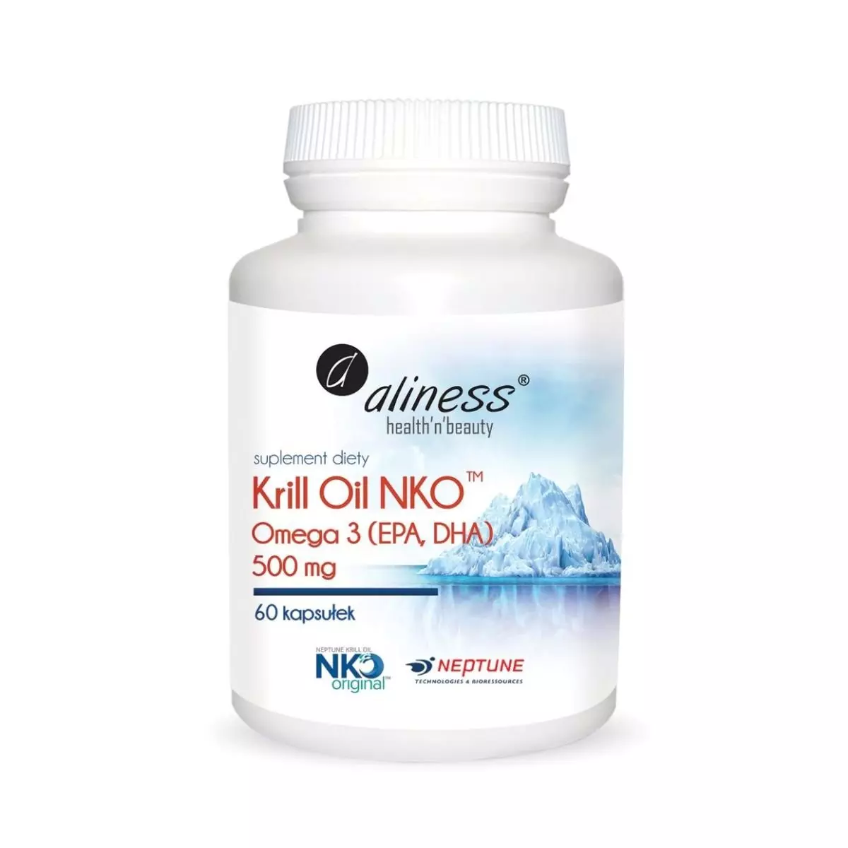Krill Oil NKO Omega 3 Astaksantyna 500 mg (60 kaps) Aliness Krill Oil NKO Omega 3 Astaksantyna 500 mg (60 kaps) Aliness