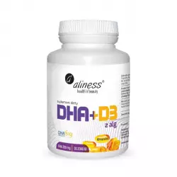 Kwasy Omega-3 DHA 300 mg + Witamina D3 2000 IU z Alg (60 kaps) Aliness