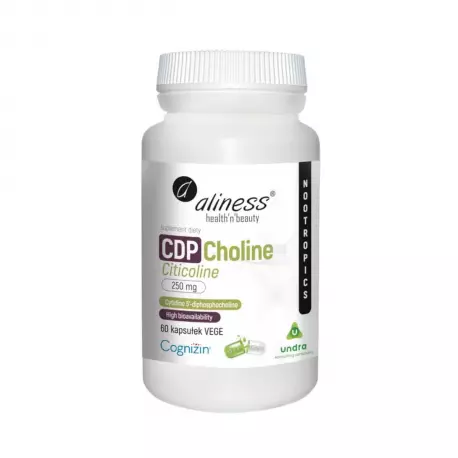 CDP Choline (Citicoline) Cytykolina Wsparcie Umysłu i Koncentracji 250 mg (60 kaps) VEGE Aliness