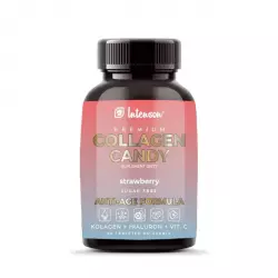 Collagen CANDY ANTI-AGE FORMUŁA z Kwasem Hialuronowym i Witaminą C o smaku Truskawkowym do Ssania 500 mg (60 tab) INTENSON