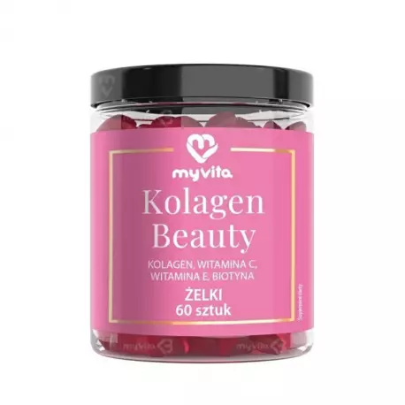 Kolagen Beauty Naturalne Żelki z Witaminą C Witaminą E i Biotyną (60 szt) MyVita