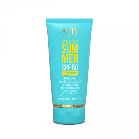 HELLO SUMMER Krem Przeciwsłoneczny do Opalania Twarzy z Nektarem Komórkowym SPF 50 Wodoodporny 50 ml Apis