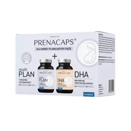 PRENACAPS Zestaw Multi PLAN + DHA Zestaw dla Kobiet Planujących Ciążę (90 kaps) ForMeds