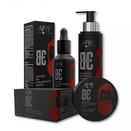 BEARD CARE Zestaw prezentowy do Pielęgnacji Brody Szampon Odżywka Olejek Apis