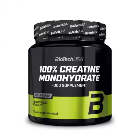 100% CREATINE MONOHYDRATE Mikronizowany Monohydrat Kreatyny Klasa Farmaceutyczna Sprawność Fizyczna Bezsmakowy 300 g BioTechUSA