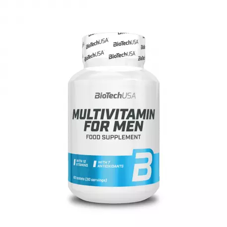 Zestaw Multiwitamin Minerałów Wyciągów Roślinnych i Aminokwasów dla Mężczyzn MULTIVITAMIN FOR MEN (60 tab) BioTechUSA