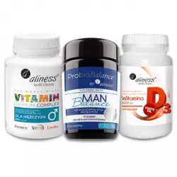 Zestaw Dla Mężczyzn Witaminy i Minerały (120 tab) + Probiotyki ProbioBalance Man (30 kaps) + Witamina D3 4000 (120 kaps) Aliness