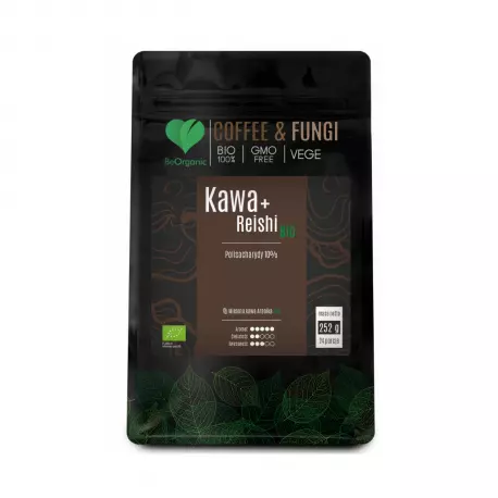 COFFEE & FUNGI Kawa Arabica Mielona + Reishi Ekstrakty z grzybów BIO VEGE 252 g BeOrganic