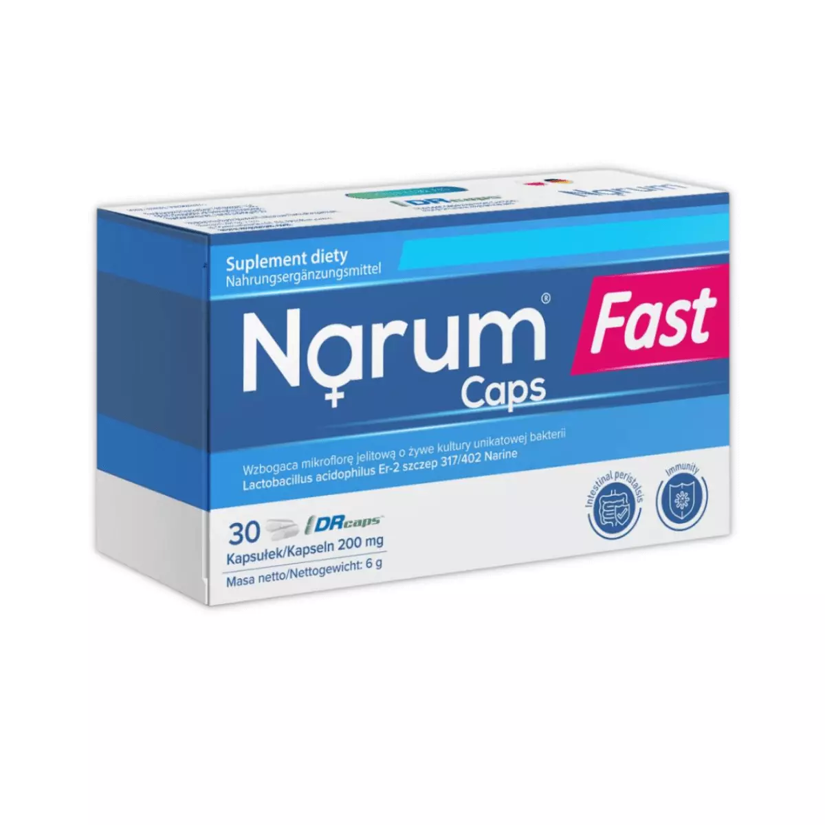 Probiotyk Narum Fast Caps 200 mg (30 kaps) Lactobacillus Acidophilus Na żołądek jelita Narine Probiotyk Narum Fast Caps 200 mg (30 kaps) Lactobacillus Acidophilus Na żołądek jelita Narine