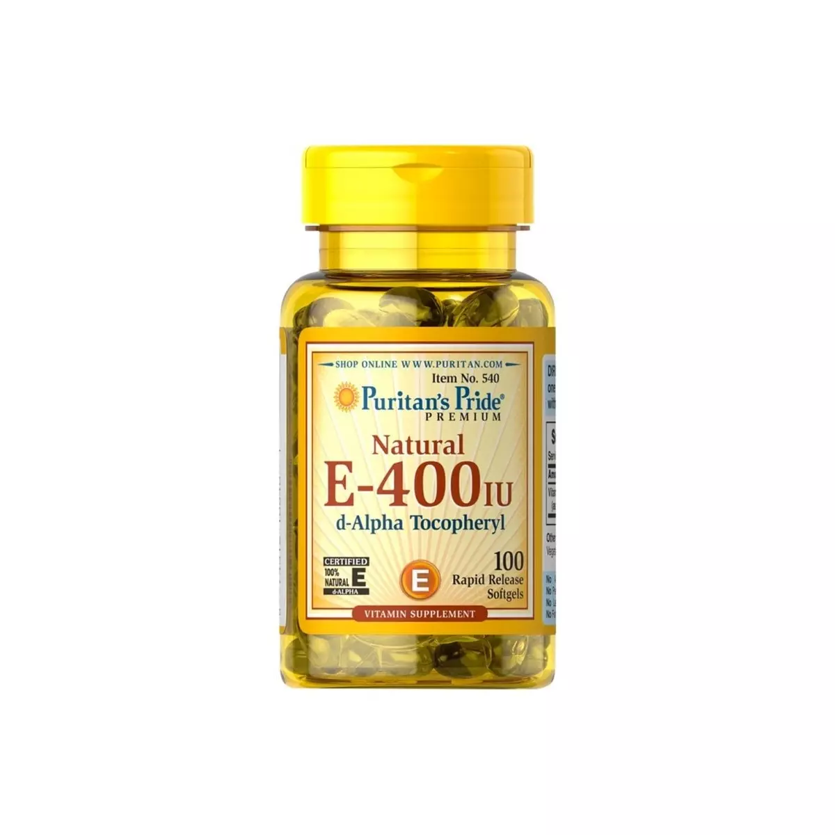 Witamina E-400 IU Naturalna (100kaps) PURITAN'S PRIDE Witamina E-400 IU Naturalna (100kaps) PURITAN'S PRIDE
