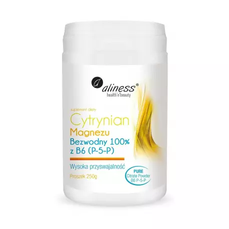 Cytrynian Magnezu Bezwodny 100% 125mg z B6 250g ALINESS