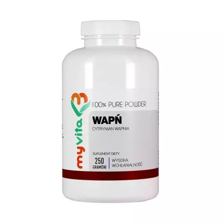 Cytrynian Wapnia 100% Czysty Proszek 250 g Wapń Myvita