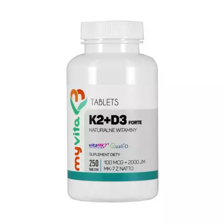 Witamina K2 MK-7 z Natto + D3 z Lanoliny (250 tab) Forte MyVita