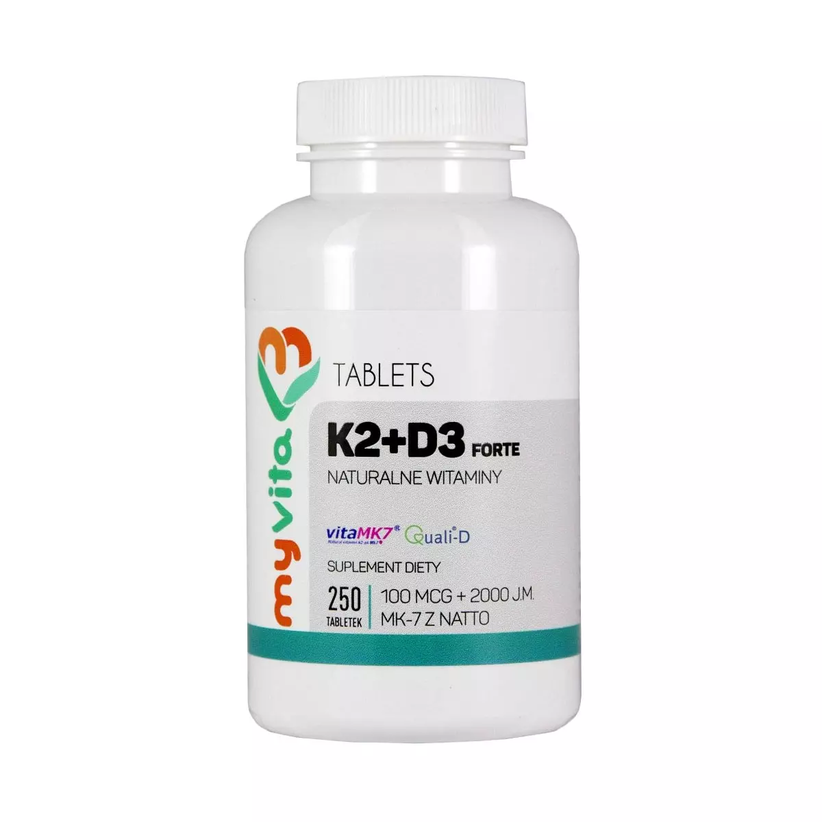 Witamina K2 MK-7 z Natto + D3 z Lanoliny (250 tab) Forte MyVita Witamina K2 MK-7 z Natto + D3 z Lanoliny (250 tab) Forte MyVita
