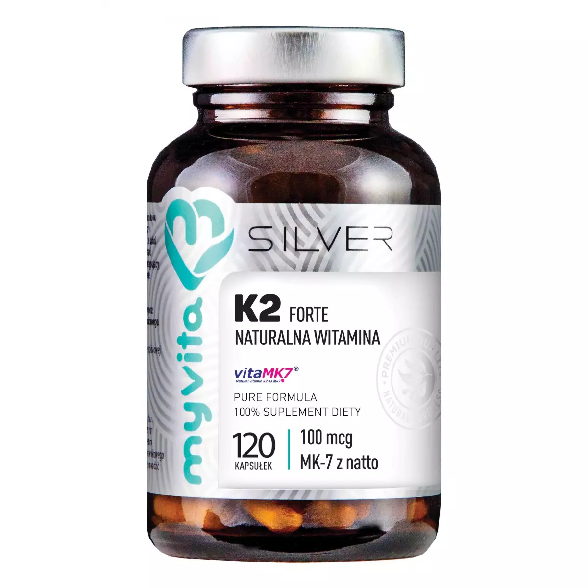 WITAMINA K2 MK-7 FORTE 100 mcg Naturalna (120 kaps) Silver Myvita WITAMINA K2 MK-7 FORTE 100 mcg Naturalna (120 kaps) Silver Myvita