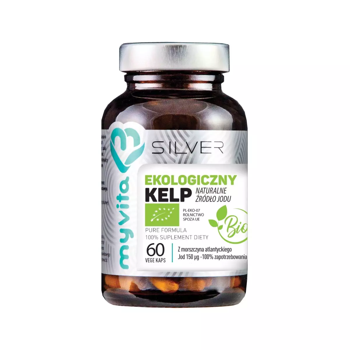 Kelp Morszczyn BIO 150 µg (60 kaps) Naturalny Jod Silver MyVita Kelp Morszczyn BIO 150 µg (60 kaps) Naturalny Jod Silver MyVita