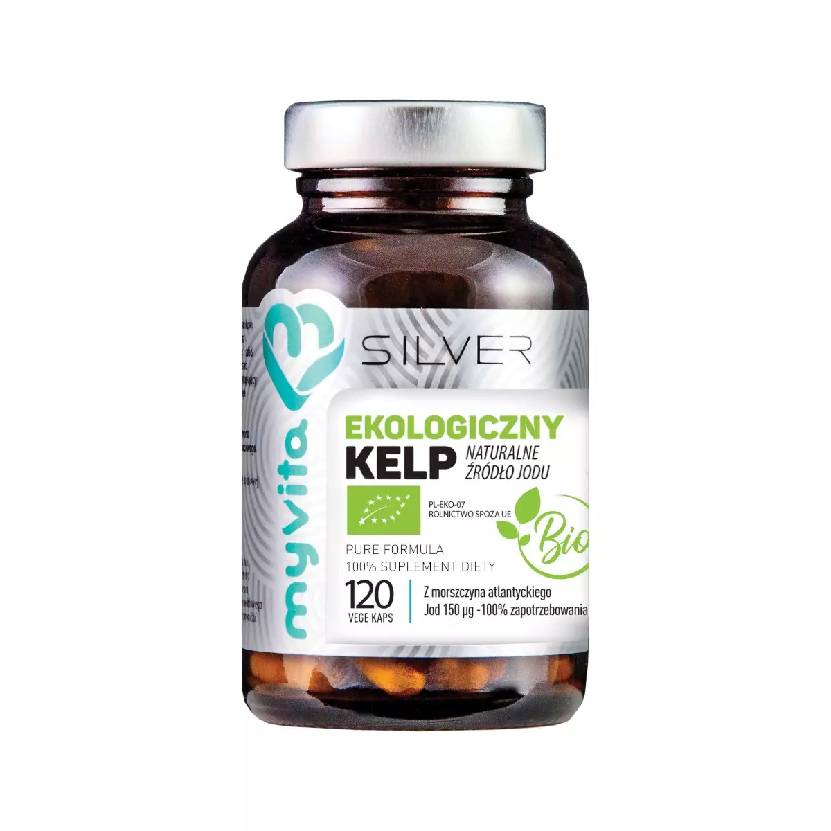 Kelp Morszczyn BIO 150 µg (120 kaps) Naturalny Jod Silver MyVita Kelp Morszczyn BIO 150 µg (120 kaps) Naturalny Jod Silver MyVita