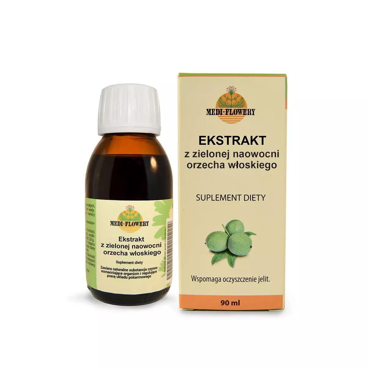 Ekstrakt z Zielonej Naowocni Orzecha Włoskiego 90 ml Jelita Trawienie Medi-Flowery Ekstrakt z Zielonej Naowocni Orzecha Włoskiego 90 ml Jelita Trawienie Medi-Flowery