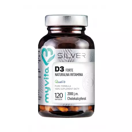 Witamina D3 FORTE 2000 IU (120 kaps) Naturalna Silver Myvita