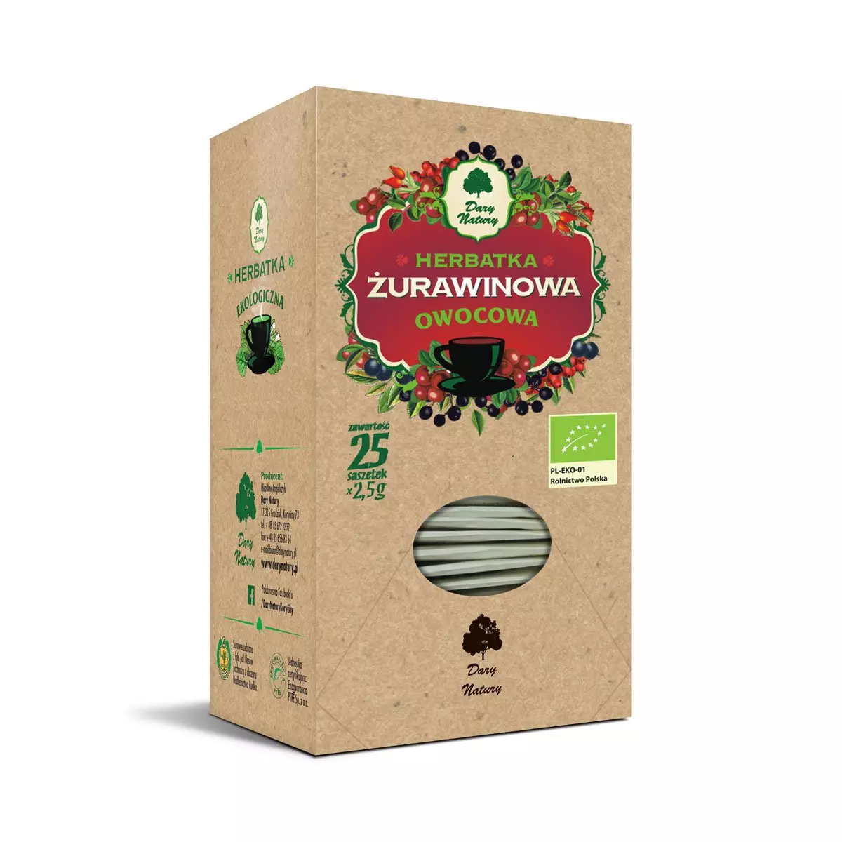 Herbatka Żurawinowa EKO 25x2,5 g Dary Natury Herbatka Żurawinowa EKO 25x2,5 g Dary Natury