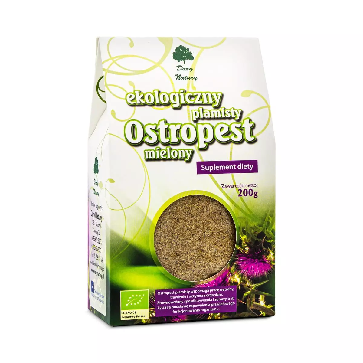 Ostropest Plamisty Mielony EKO 200 g - Suplement Diety Dary Natury Ostropest Plamisty Mielony EKO 200 g - Suplement Diety Dary Natury