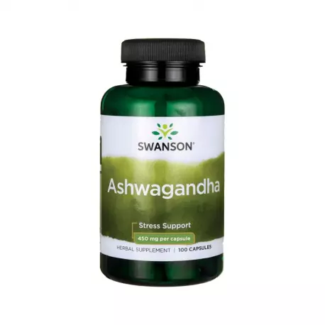 Ashwagandha 450 mg (100 kaps) Żeń-Szeń Indyjski Swanson