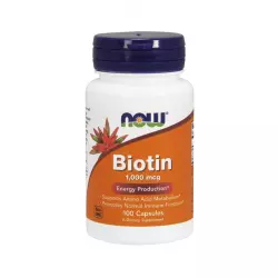 Biotin Biotyna 1000 mcg (100 kaps) Witamina B7 Now Foods
