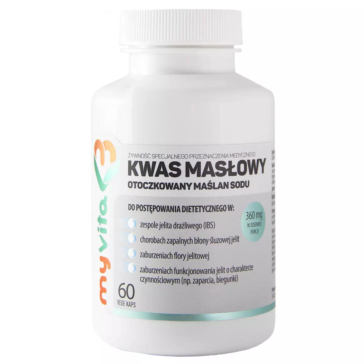 Kwas Masłowy Otoczkowany Maślan Sodu 360 mg (60 kaps) MyVita Kwas Masłowy Otoczkowany Maślan Sodu 360 mg (60 kaps) MyVita