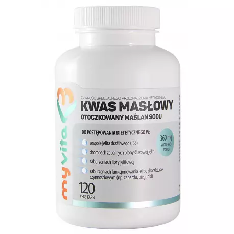 Kwas Masłowy Otoczkowany Maślan Sodu 360 mg (120 kaps) MyVita