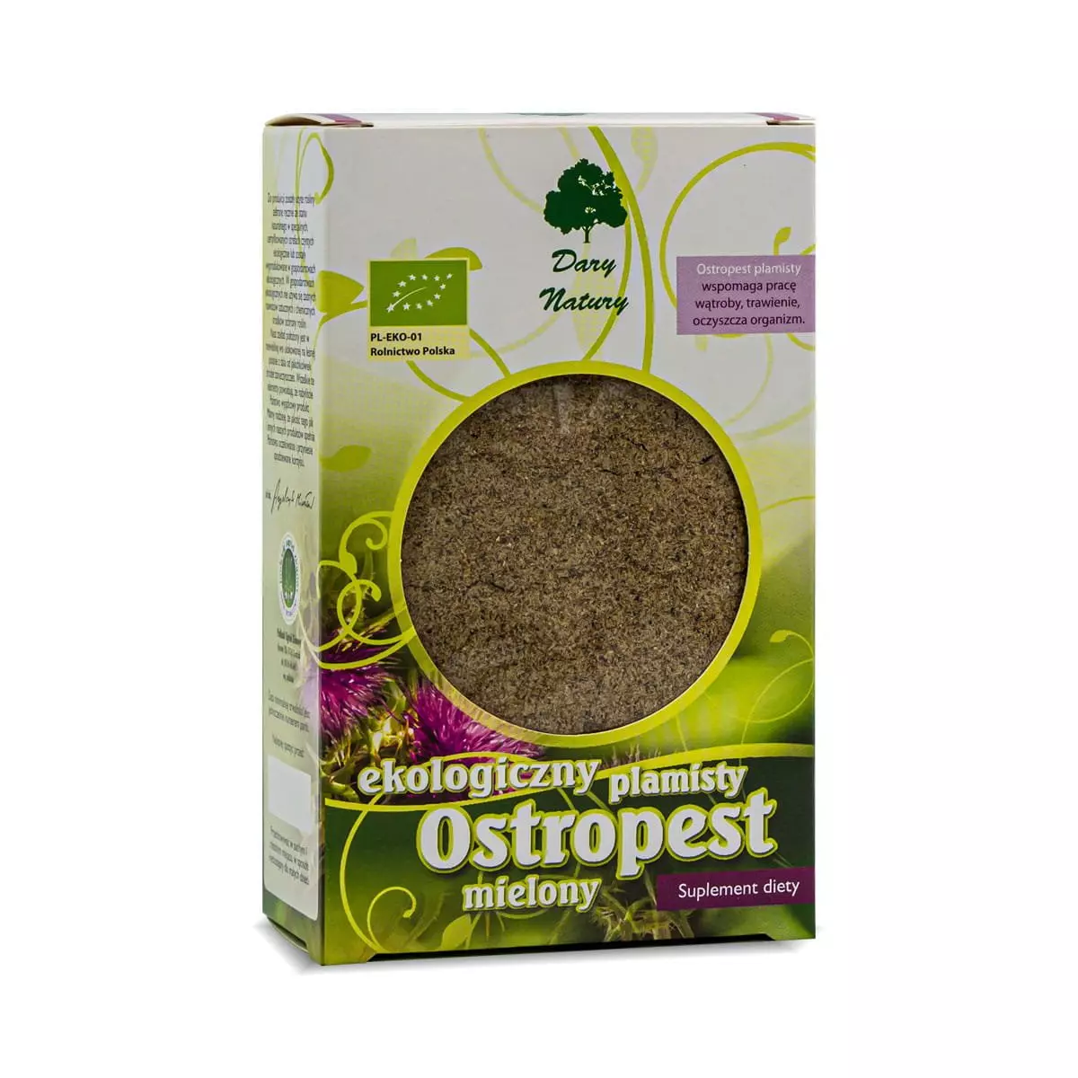 Ostropest Plamisty Mielony EKO 100g Dary Natury Ostropest Plamisty Mielony EKO 100g Dary Natury
