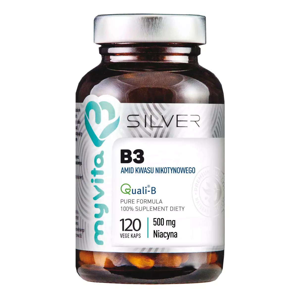Witamina B3 Amid Kwasu Nikotynowego 500 mg (120 kaps) Silver MyVita Witamina B3 Amid Kwasu Nikotynowego 500 mg (120 kaps) Silver MyVita