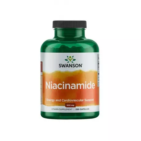 Niacyna Amid Kwasu Nikotynowego 500 mg (250 kaps) Witamina B3 Swanson