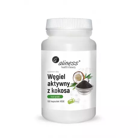 Węgiel Aktywny z Kokosa Spożywczy FOOD GRADE 300 mg (100 kaps) Aliness