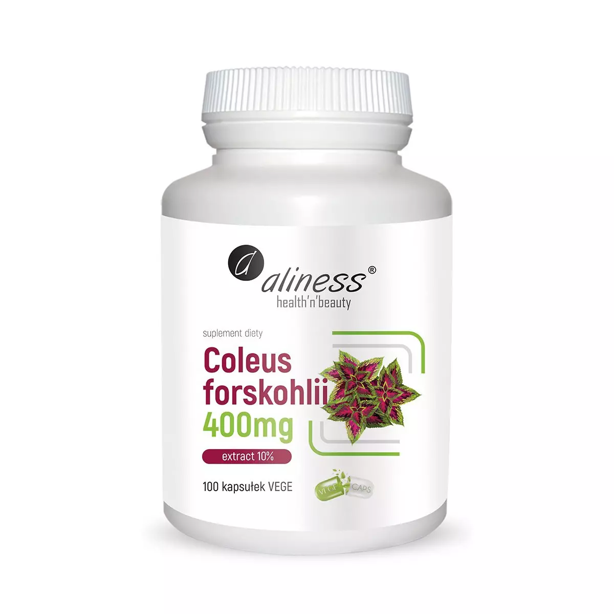 Pokrzywa Indyjska Coleus Forskohlii 10% 400 mg (100 kaps) Aliness Pokrzywa Indyjska Coleus Forskohlii 10% 400 mg (100 kaps) Aliness
