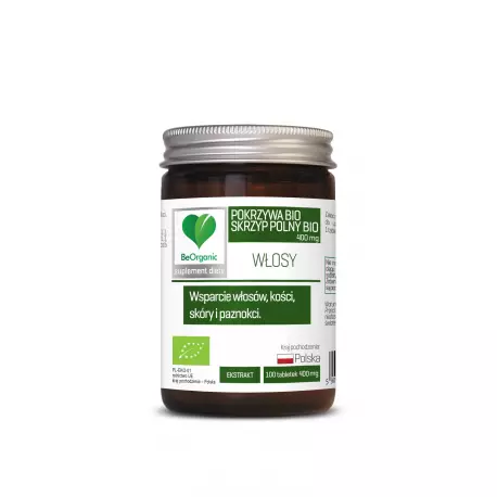 Pokrzywa + Skrzyp BIO 400 mg (100 tab) WŁOSY BeOrganic