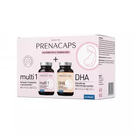 PRENACAPS Zestaw Multi 1 + DHA 1 Trymestr Ciąży (60 kaps x2) ForMeds