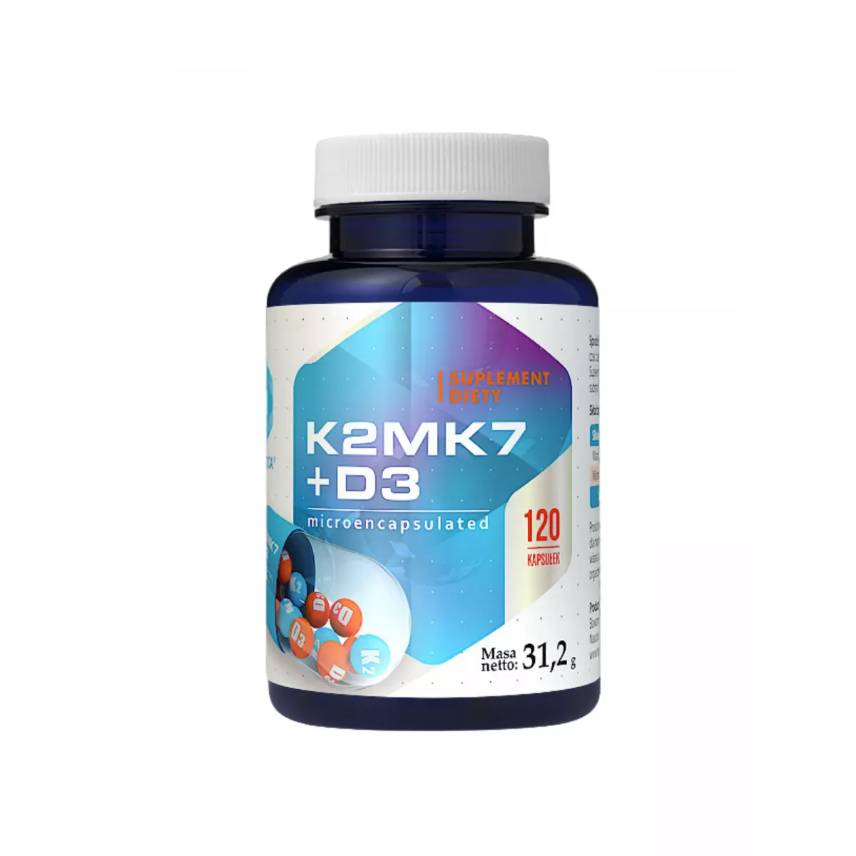 Witaminy K2 MK7 104 mcg + D3 2000 IU Mikrokapsułkowane (120 kaps) Hepatica Witaminy K2 MK7 104 mcg + D3 2000 IU Mikrokapsułkowane (120 kaps) Hepatica