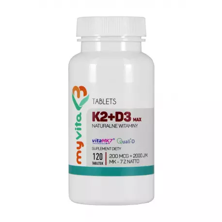 Witamina K2 MK-7 200 mcg + D3 (120 tab) MAX Myvita