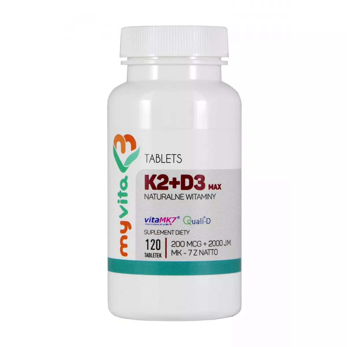 Witamina K2 MK-7 200 mcg + D3 (120 tab) MAX Myvita Witamina K2 MK-7 200 mcg + D3 (120 tab) MAX Myvita