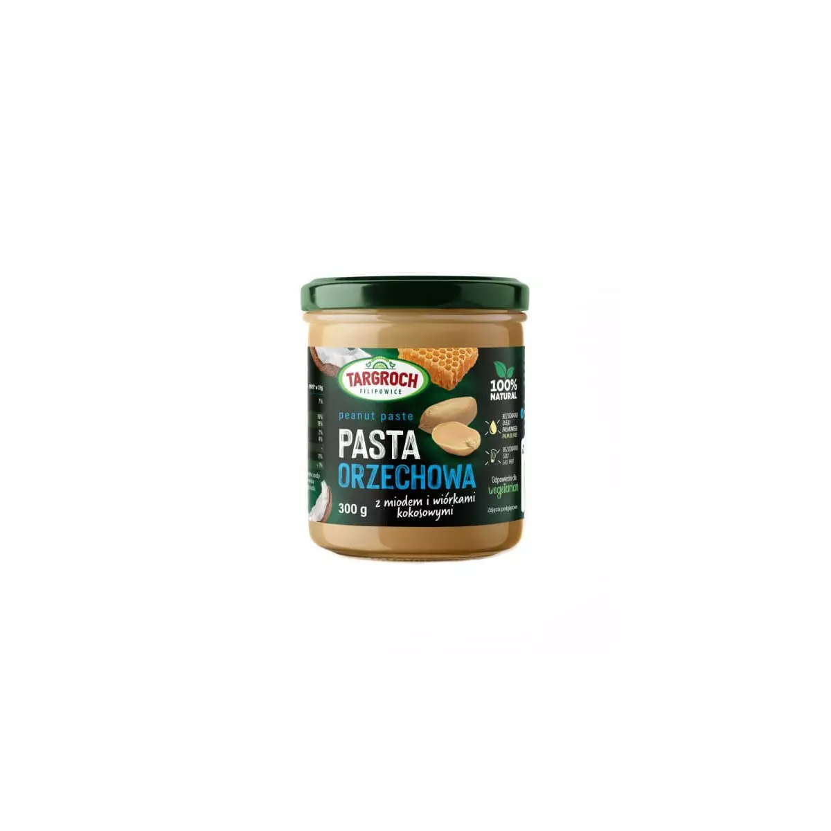 Pasta Orzechowa Arachidowa Miód + Wiórki Kokosowe 300 g TARGROCH Pasta Orzechowa Arachidowa Miód + Wiórki Kokosowe 300 g TARGROCH